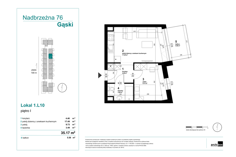 Apartament wakacyjny 35,17 m², piętro 1, oferta nr 1.10.