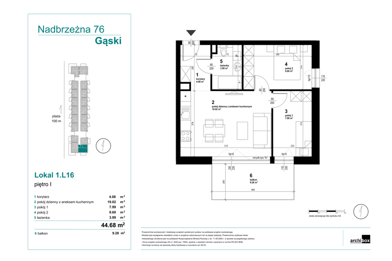 Apartament wakacyjny 45,13 m², piętro 1, oferta nr 1.16.