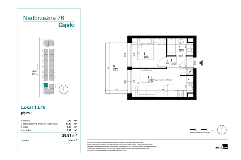 Apartament wakacyjny 28,81 m², piętro 1, oferta nr 1.18.