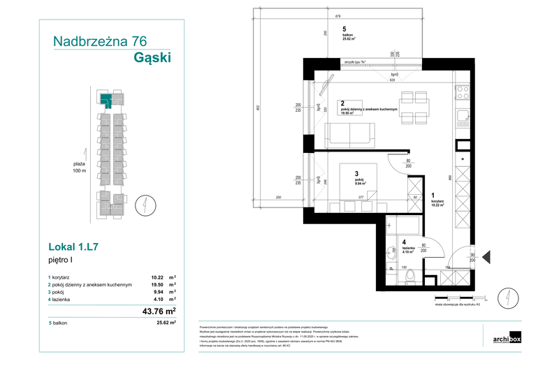 Apartament wakacyjny 43,33 m², piętro 1, oferta nr 1.7.