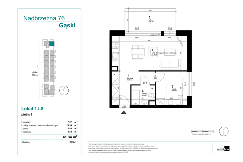 Apartament wakacyjny 41,28 m², piętro 1, oferta nr 1.8.