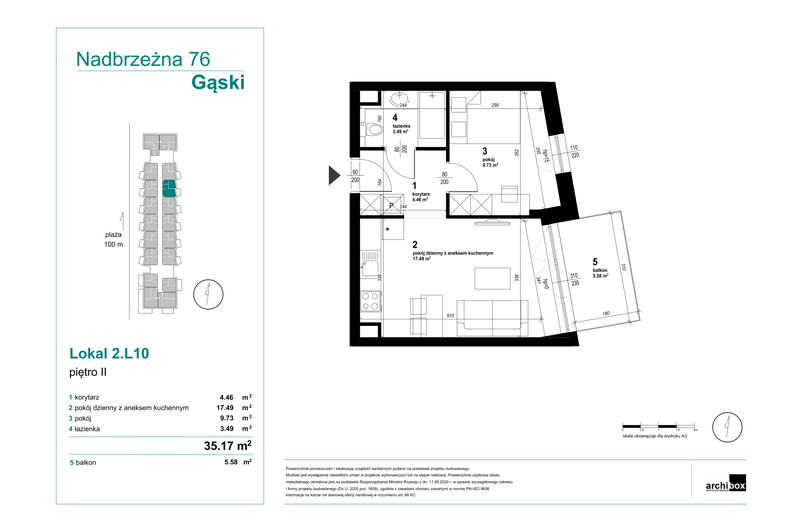 Apartament wakacyjny 35,17 m², piętro 2, oferta nr 2.10.