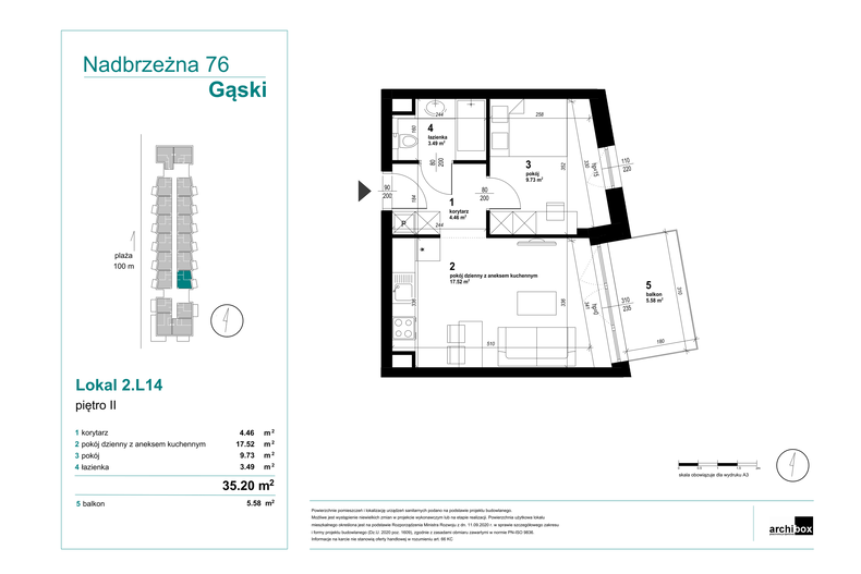 Apartament wakacyjny 35,17 m², piętro 2, oferta nr 2.14.