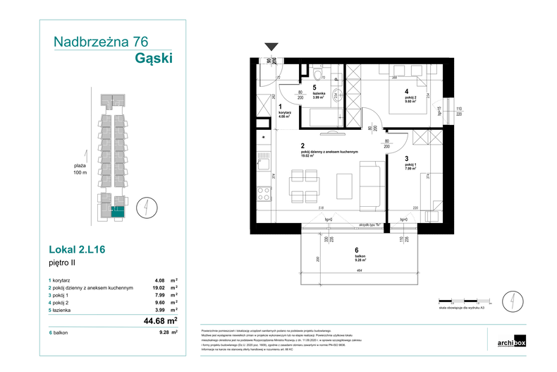 Apartament wakacyjny 45,13 m², piętro 2, oferta nr 2.16.