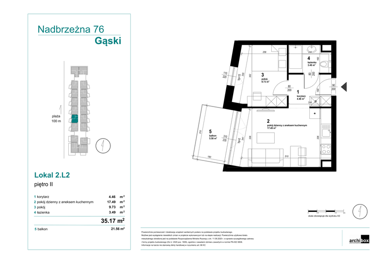 Apartament wakacyjny 35,17 m², piętro 2, oferta nr 2.2.