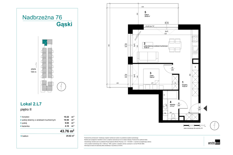 Apartament wakacyjny 43,33 m², piętro 2, oferta nr 2.7.