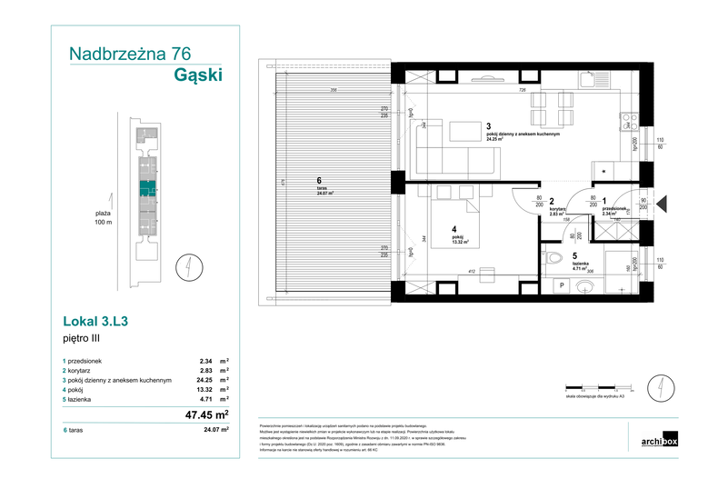 Apartament wakacyjny 47,45 m², piętro 3, oferta nr 3.3.