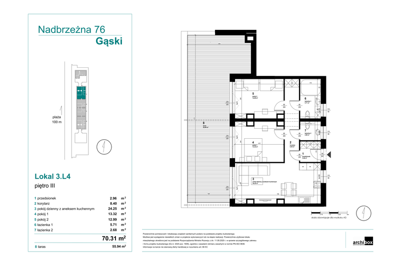 Apartament wakacyjny 69,76 m², piętro 3, oferta nr 3.4.