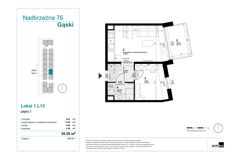 Apartament wakacyjny 35,25 m², piętro 1, oferta nr 1.L13
