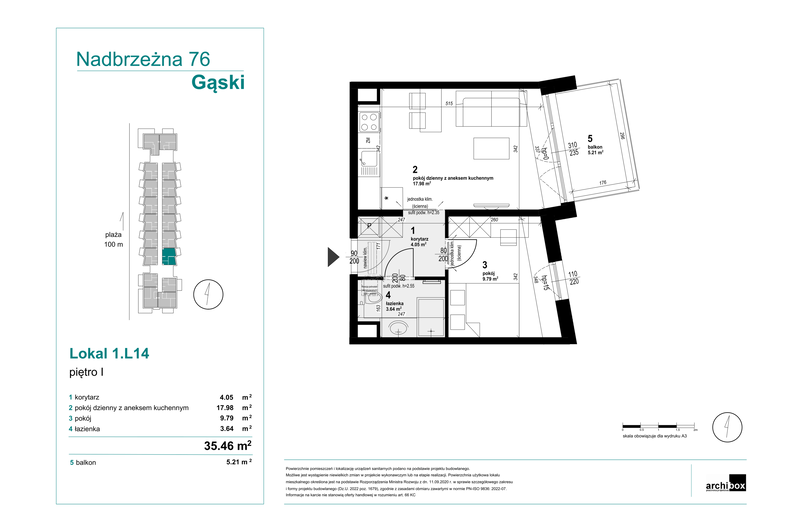 Apartament wakacyjny 35,46 m², piętro 1, oferta nr 1.L14
