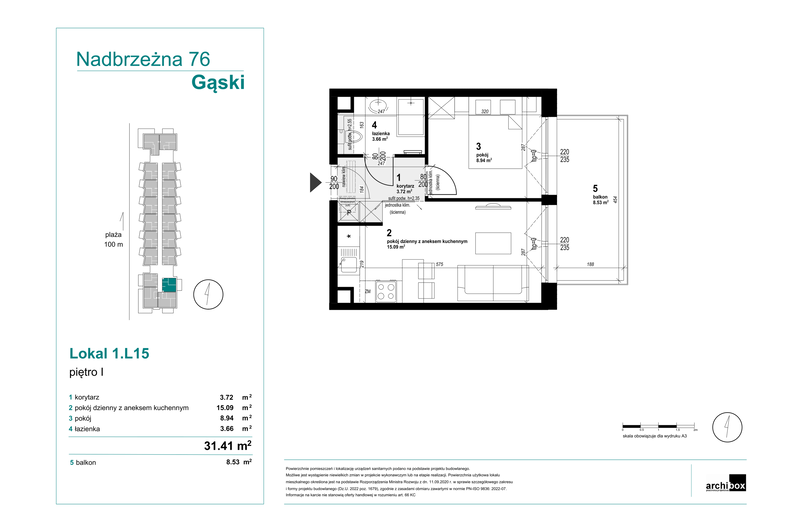 Apartament wakacyjny 31,41 m², piętro 1, oferta nr 1.L15
