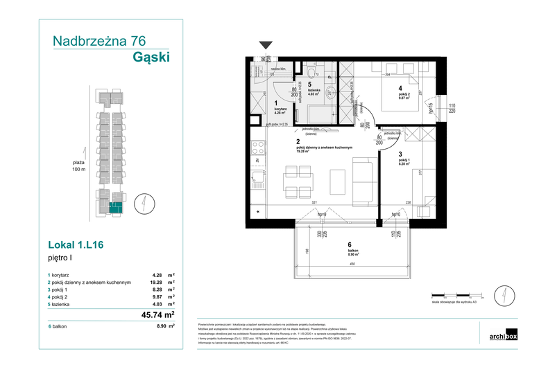 Apartament wakacyjny 45,74 m², piętro 1, oferta nr 1.L16