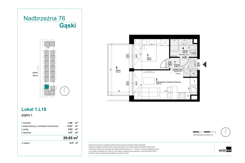 Apartament wakacyjny 29,65 m², piętro 1, oferta nr 1.L18