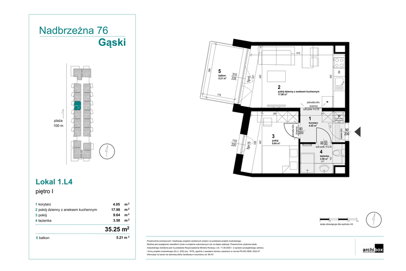 Apartament wakacyjny 35,25 m², piętro 1, oferta nr 1.L4