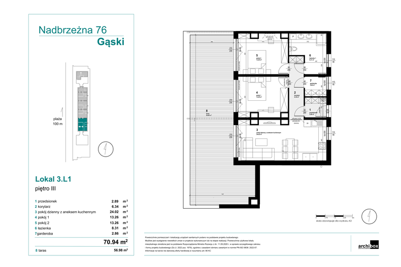 Apartament wakacyjny 70,94 m², piętro 3, oferta nr 3.L1