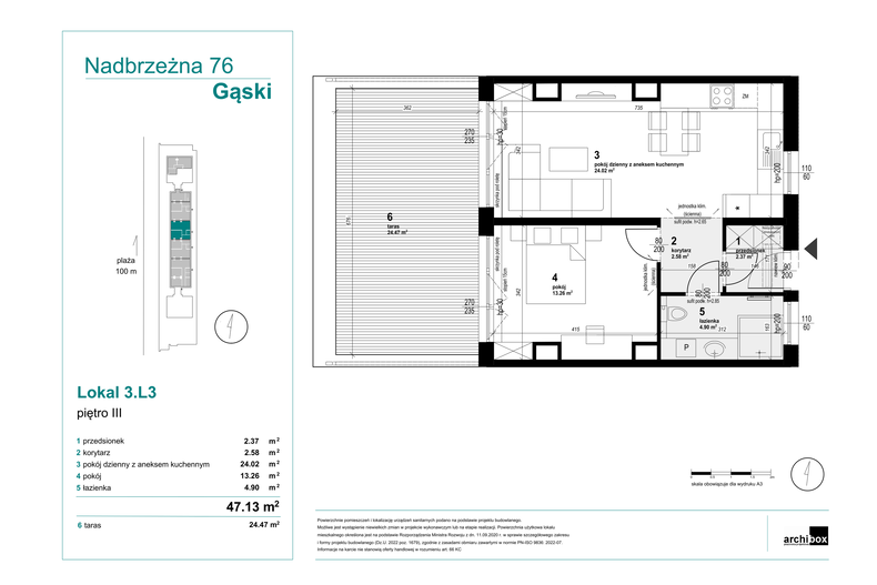 Apartament wakacyjny 47,13 m², piętro 3, oferta nr 3.L3
