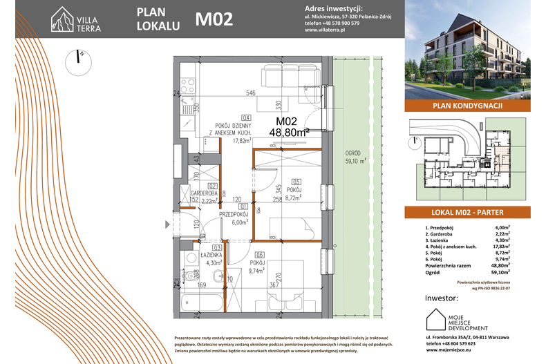 Apartament wakacyjny 48,80 m², parter, oferta nr M02