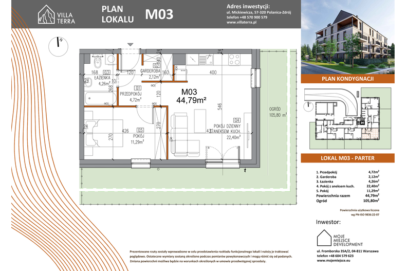 Apartament wakacyjny 44,79 m², parter, oferta nr M03