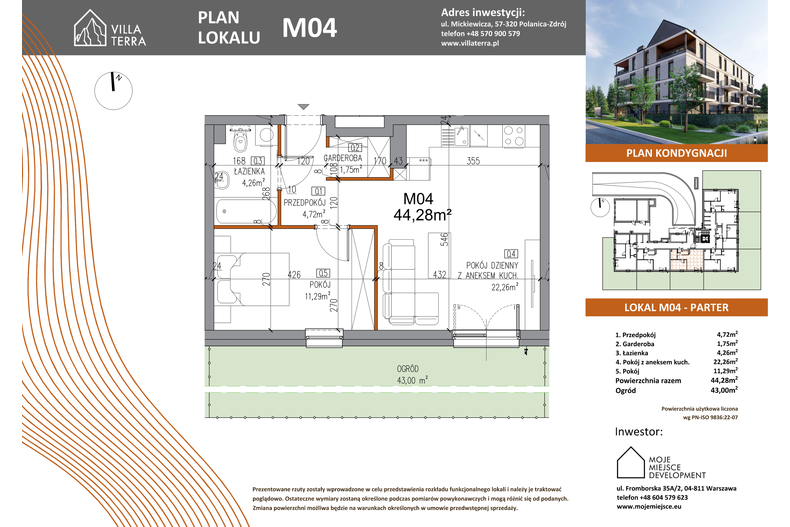 Apartament wakacyjny 44,28 m², parter, oferta nr M04