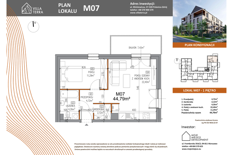 Apartament wakacyjny 44,79 m², piętro 1, oferta nr M07