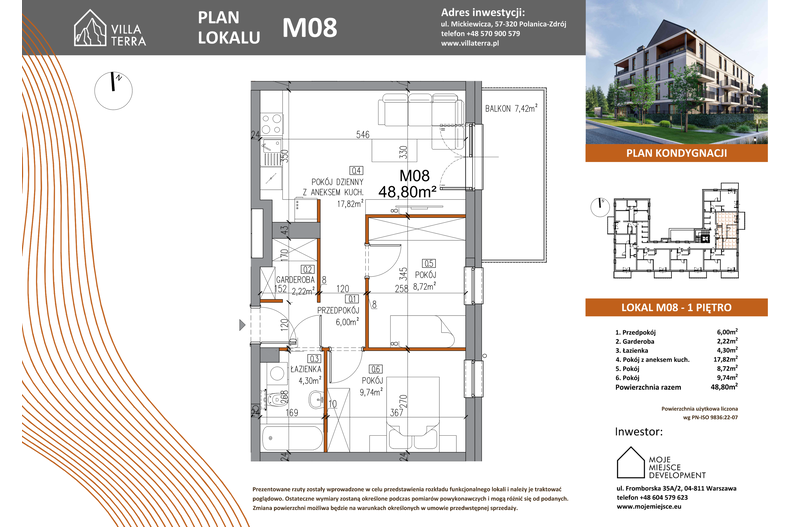 Apartament wakacyjny 48,80 m², piętro 1, oferta nr M08