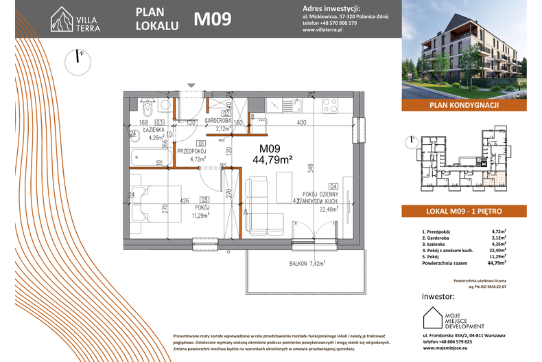 Apartament wakacyjny 44,79 m², piętro 1, oferta nr M09