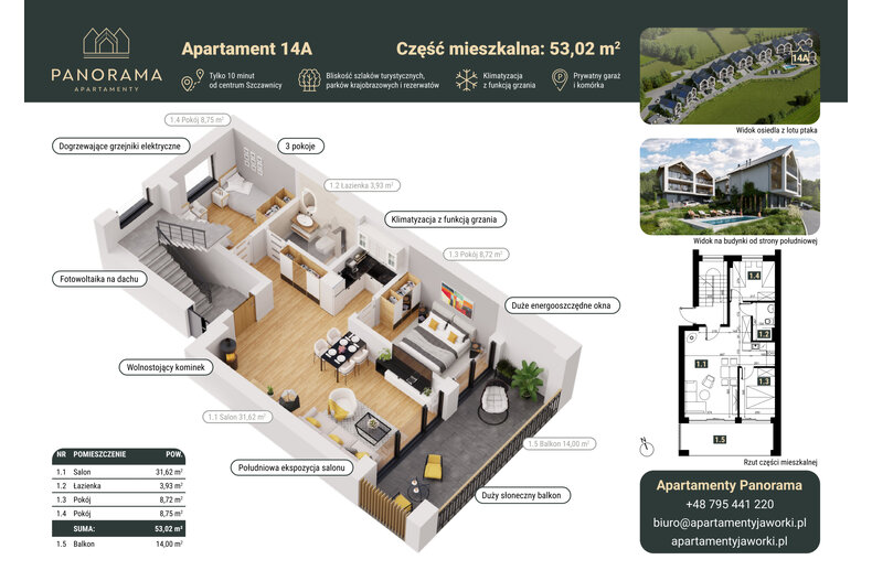 Apartament wakacyjny 78,67 m², parter, oferta nr 14A