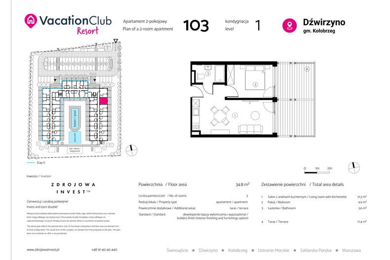 Apartament wakacyjny 34,80 m², parter, oferta nr 103