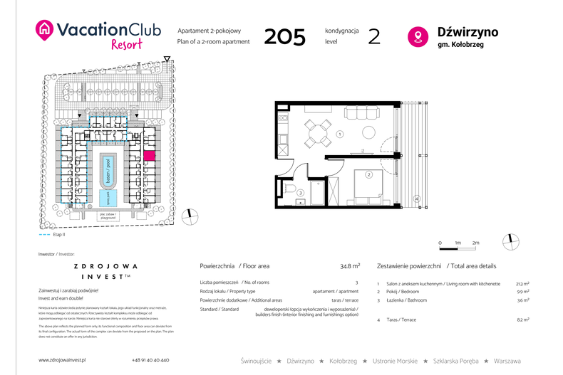 Apartament wakacyjny 34,80 m², piętro 1, oferta nr 205