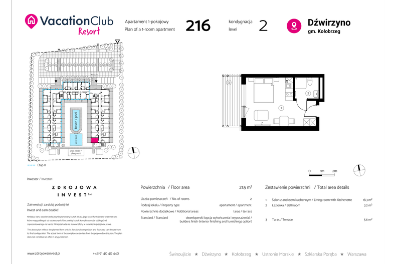 Apartament wakacyjny 21,50 m², parter, oferta nr 116