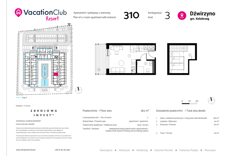 Apartament wakacyjny 28,20 m², piętro 2, oferta nr 310