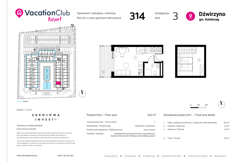 Apartament wakacyjny 29,90 m², piętro 2, oferta nr 314