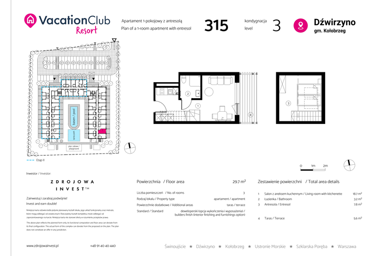 Apartament wakacyjny 29,70 m², piętro 2, oferta nr 315