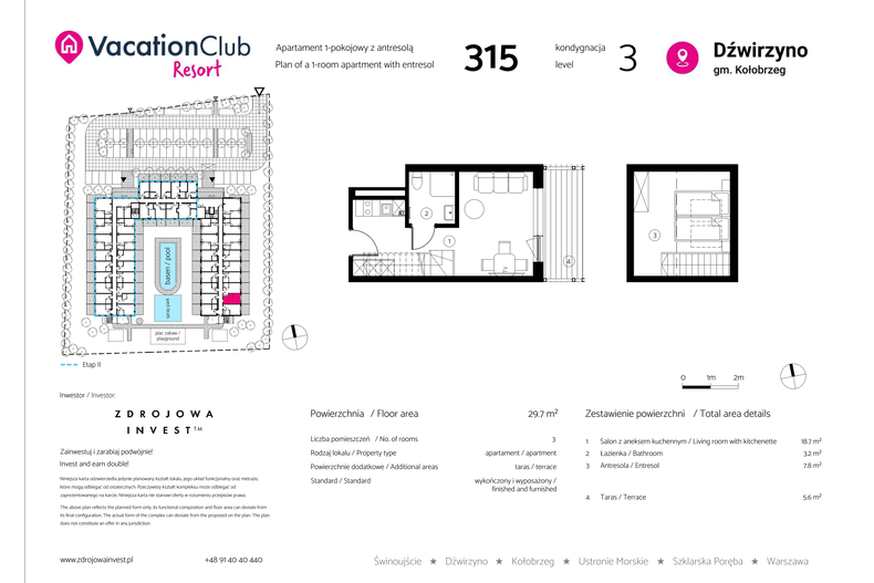 Apartament wakacyjny 29,70 m², piętro 2, oferta nr 315