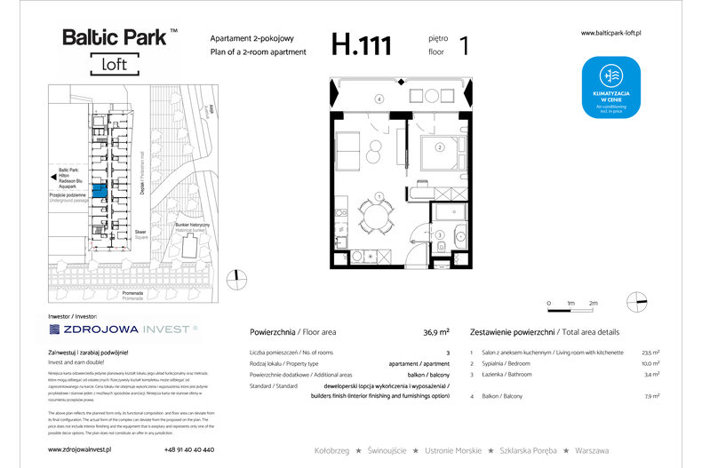 Apartament wakacyjny 36,90 m², piętro 1, oferta nr H.111