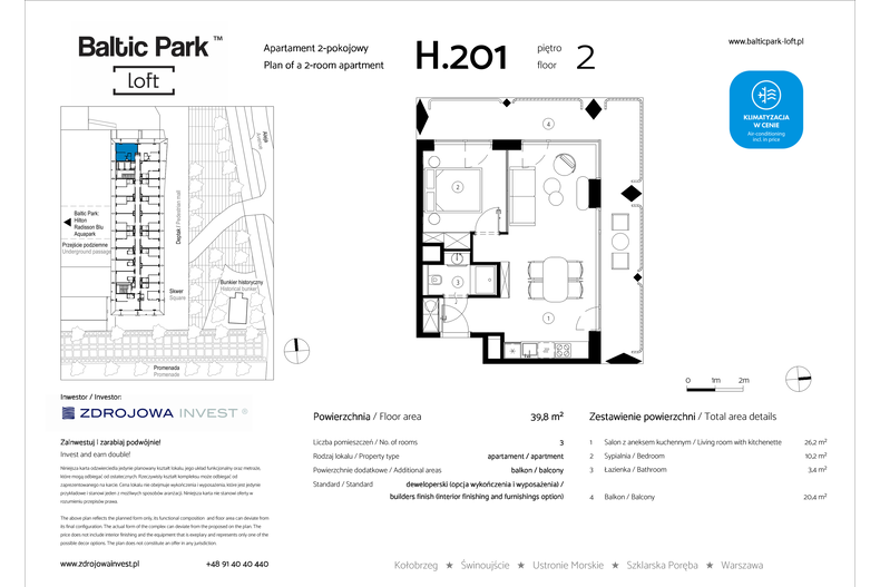 Apartament wakacyjny 39,80 m², piętro 2, oferta nr H.201