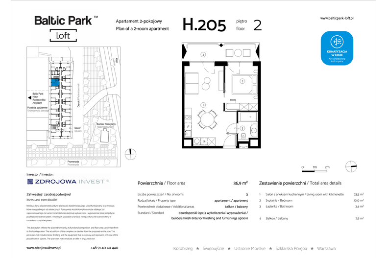 Apartament wakacyjny 36,90 m², piętro 2, oferta nr H.205