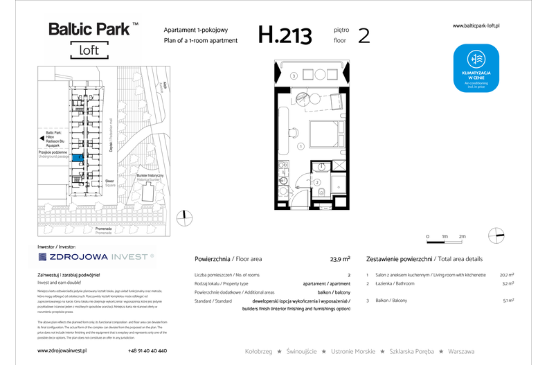 Apartament wakacyjny 23,90 m², piętro 2, oferta nr H.213