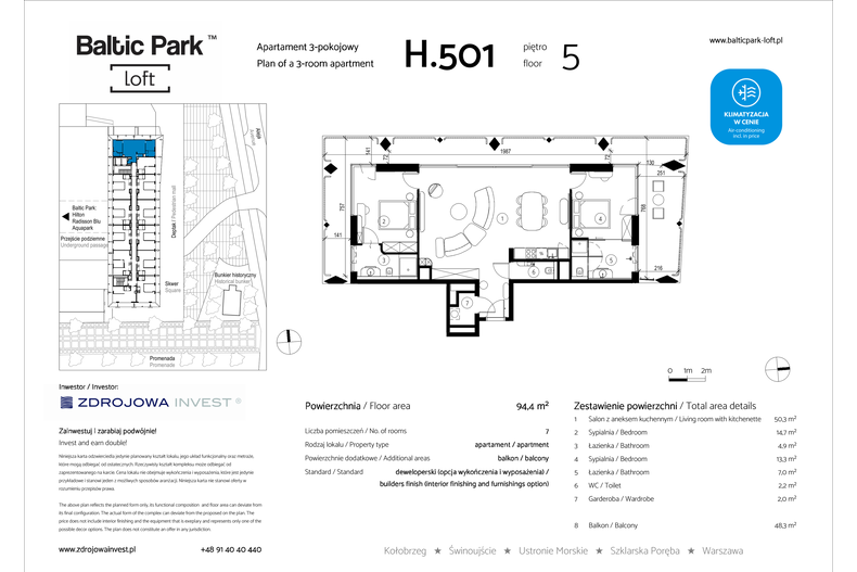 Apartament wakacyjny 94,40 m², piętro 5, oferta nr H.501