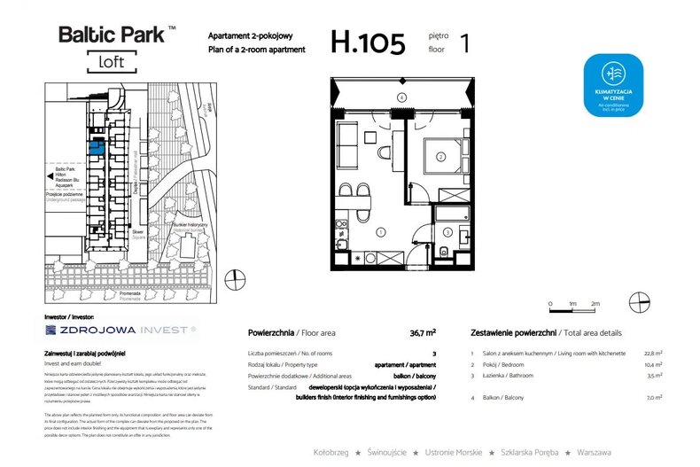 Apartament wakacyjny 36,90 m², piętro 1, oferta nr H.105