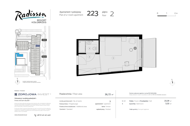 Apartament wakacyjny 26,72 m², piętro 2, oferta nr 223