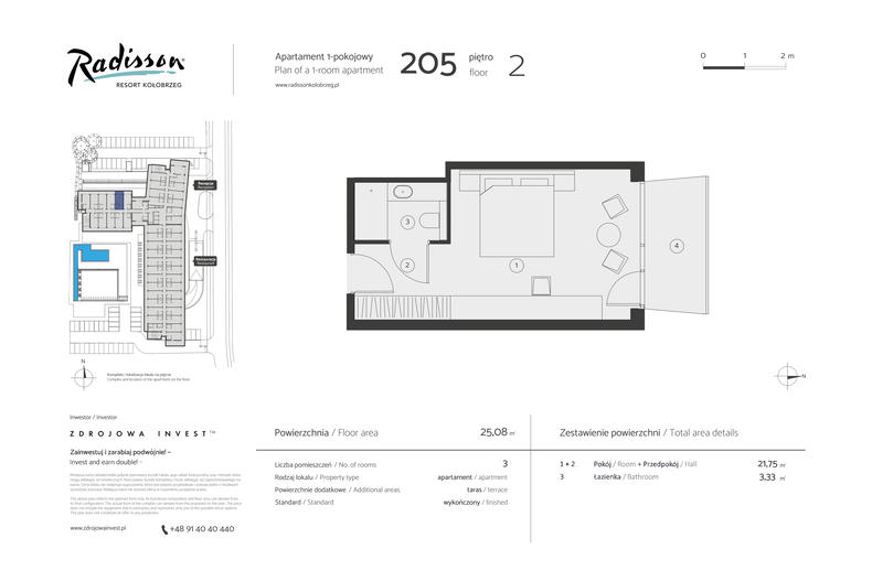 Apartament wakacyjny 25,08 m², piętro 2, oferta nr 205