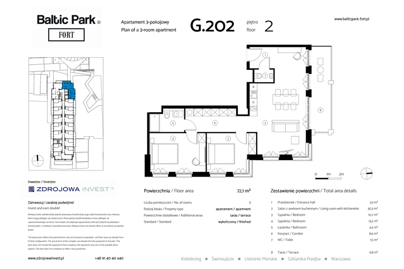 Apartament wakacyjny 72,10 m², piętro 2, oferta nr G.202