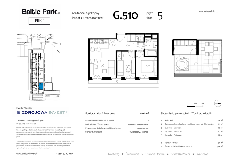 Apartament wakacyjny 49,60 m², piętro 5, oferta nr G.510