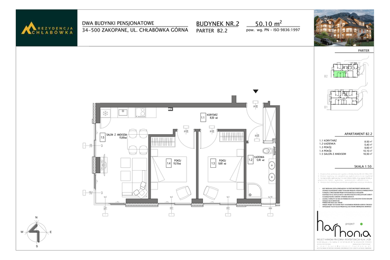 Apartament wakacyjny 50,10 m², parter, oferta nr B2.2