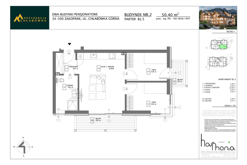 Apartament wakacyjny 50,40 m², piętro 1, oferta nr B2.5