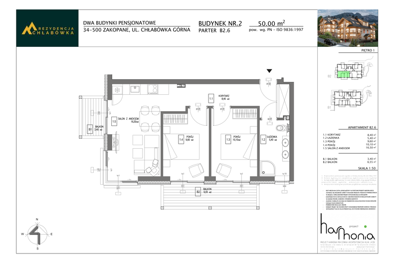 Apartament wakacyjny 50,00 m², piętro 1, oferta nr B2.6