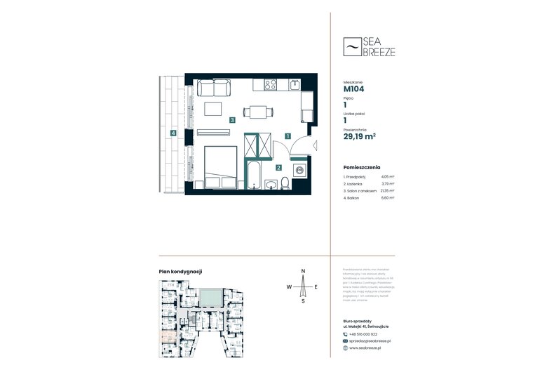 Apartament wakacyjny 29,19 m², piętro 1, oferta nr M104