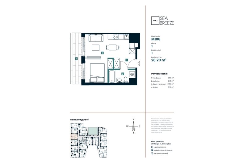 Apartament wakacyjny 28,20 m², piętro 1, oferta nr M106
