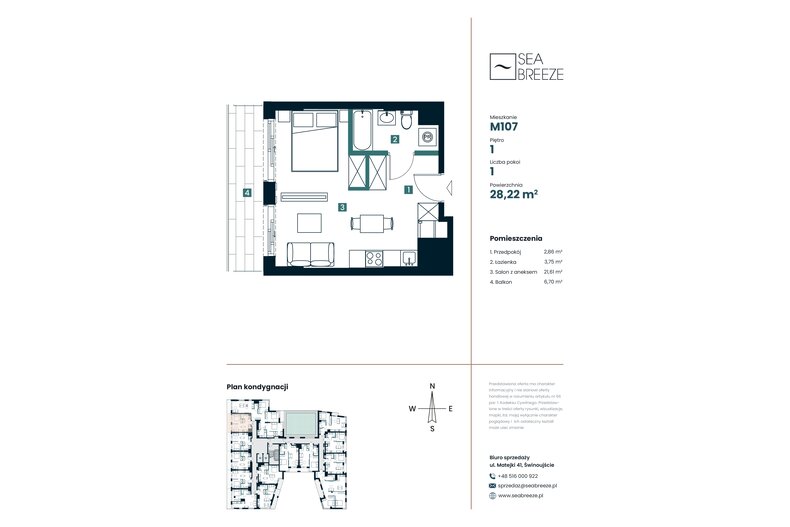 Apartament wakacyjny 28,22 m², piętro 1, oferta nr M107